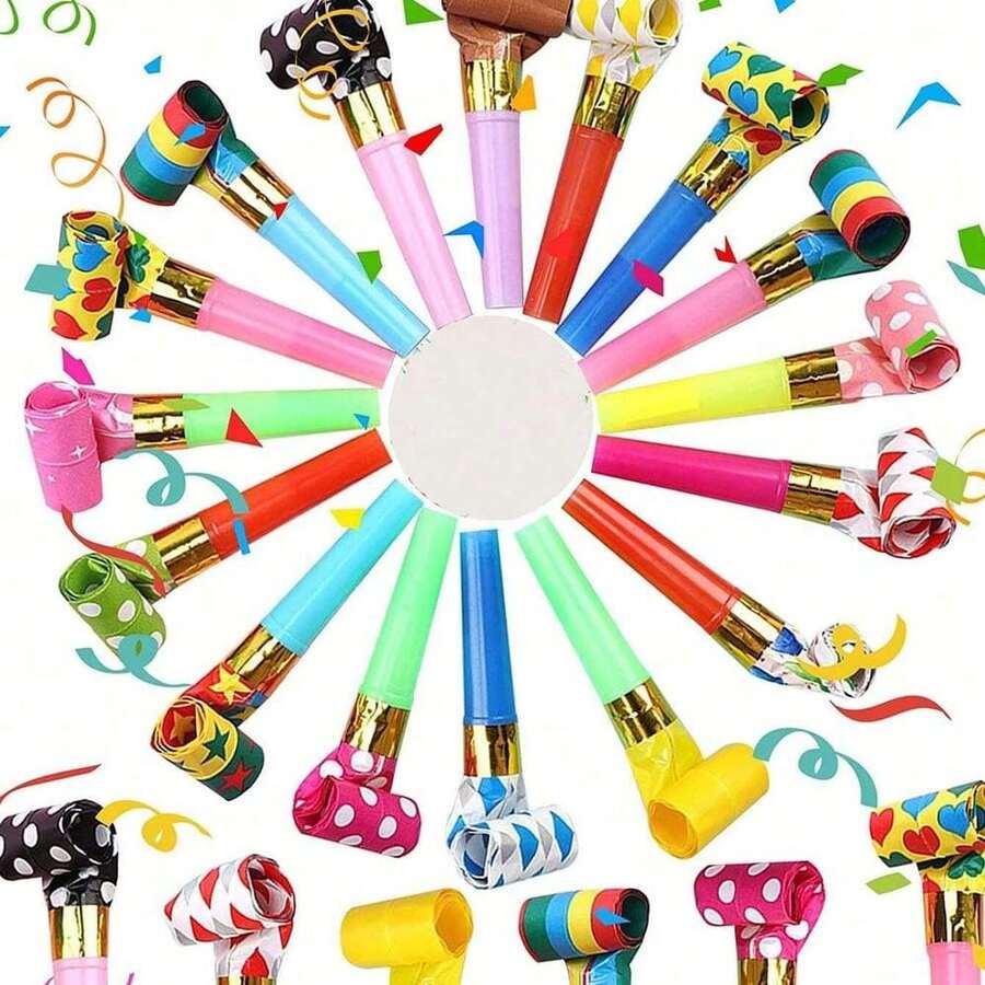 20pcs-Party Blower, Colored Noise Generator, Squawkers Tassel Noise Generator For Party Playing, Birthday Noise Generator, Birthday Horn Blowing Party Whistle, Suitable For Graduation Ceremonies, Party Events, Christmas, Easter And Other Parties,Christmas - Multicolor - View 1
