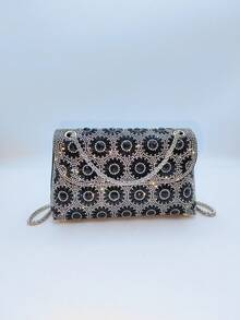 Sparkly Glitter Jewel Embellished Party Clutch Bag, Vintage Underarm Bag Suitable For Wedding, Party, Dinner, Valentine's Day Gift - Multicolor - View 21