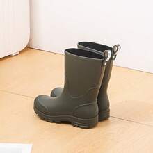 Women's Rain Boots Striped Work Style PVC Outdoor All-Season Water Boots, Mid-Calf Plaid Pattern Women's Rain Shoes Men's Work Waterproof Shoes Green - Navy Blue - View 6
