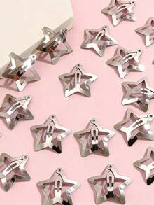 10/20/30/50/100个装女士Y2K五角星金属发夹，适合日常佩戴，头部饰品，女士发饰，发夹，发卡 - 銀色 - 查看 5