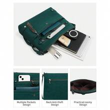 Large Crossbody Purses For Women Crossbody Bag, Designer Leather Cross Body Purses Multi Pocket Shoulder Bag - 深綠色麂皮風格 - 查看 4