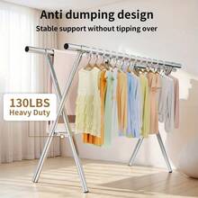 Drying Rack - Silver With Four Universal Wheels - View 4