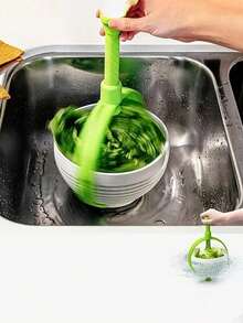 1pc Multi-Function Vegetable & Fruit Washing Machine, Salad Spinner Dryer, Home Kitchen Fruit & Vegetable Draining Basket - Multicolor - View 5