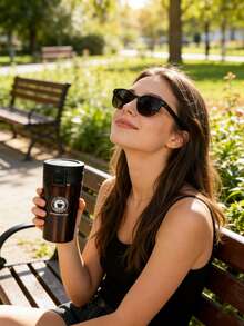 1pc Efficient Auto-Seal Insulated Coffee Tumbler With Bounce-Back Lid, Double-Wall Vacuum Sealed, Leak-Proof, Minimalist Design, Portable For Business & Multi-Scenarios - Multicolor - View 8