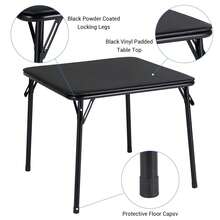 Juego de 5 mesas y sillas Plegables tapizadas, Juego de Mesa y sillas Plegables con Marco de Metal portátil, Juego de Mesa y sillas para Comer, Leer, Jugar - Negro - Ver 4