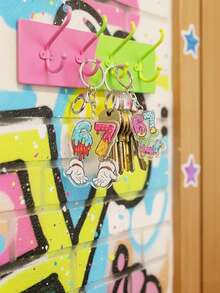 2个创意卡通67亚克力钥匙扣，趣味67游戏手柄和滴落冰淇淋造型钥匙圈，可爱包包挂饰，适用于背包、钱包和钥匙 - 彩色 - 查看 7