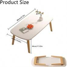 Folding Coffee Table For Living Room Portable  Center Table For Small Spaces Rectangular Floor Table Desk For Home Office No Assembly White - White - View 2