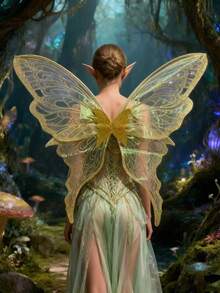 1pc Extra Large Gold Foil Butterfly Wings, Ideal For Halloween, Elf Ears Party, Fairy Costume, Carnival, Birthday Gift - Multicolor - View 8