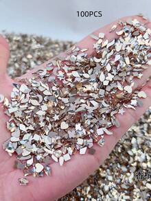 100颗/包迷你平底锆石美甲装饰品，多种形状，包括心形、方形、超闪亮白色微型锆石美甲宝石，流行美甲用品 - 彩色 - 查看 15