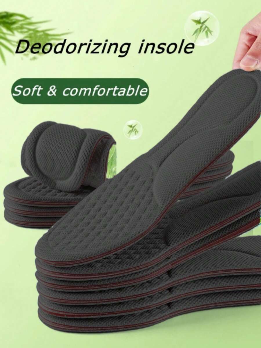 2片装纳米记忆海绵鞋垫，男女通用，柔软舒适，适用于运动鞋和跑步鞋，吸湿排汗，防臭。 - 黑色 - 查看 1