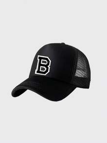 1pc 26 Letter Truck Cap, Fashionable & Versatile Mesh Breathable Sun Hat, Suitable For Daily Wear, Can Be Given As A Gift - Black - View 5