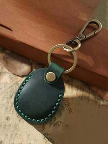 Leather Holder Keychain, Portable Handmade Leather Holder With Key Ring Fully Covered Protective Case, Compatible With AirTags 2021 Brown,PU Leather Small For AirTag Holder With Key Rings Protective Case Cover Accessories Faux Leather Airtag Case Keychain, Portable Handmade Faux Leather Air Tag Holder Bag Purse Charm Accessories - Multicolor - View 5