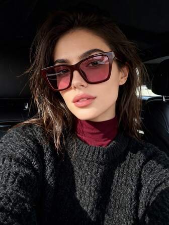 1pc Thick Frame Square Fashion Personalized Glasses, Suitable For Women