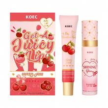 KOEC Dúo de labios con cereza jugosa: Aceite labial brillante y acondicionador para un tono de color transparente, acabado brillante, hidratante y protector con un sabor divertido - Cereza - Ver 9