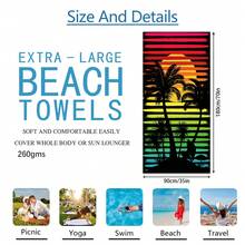 1条椰树日落条纹沙滩巾，超柔软超细纤维特大号沙滩毯，高吸水性浴巾，适合旅行、泳池、潜水、冲浪、瑜伽、露营，多种尺寸可选，沙滩用品浴室装饰 - 彩色 - 查看 12