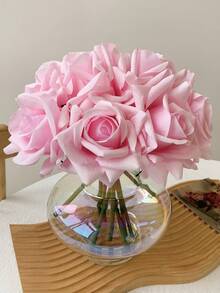 1/4/9/11件裝絲綢玫瑰人造花，保濕婚禮攝影裝飾花，居家花園陽台桌面裝飾乳膠玫瑰花束，情人節派對套組，適用於房間、居家、牆面、浴室、臥室、房間裝飾材料、書桌 - 彩色 - 查看 3