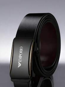 Men's Automatic Buckle Belt, Durable Business Casual Waist Belt, One-Handed Operation, Adjustable Standard Size, Fashionable Accessory - Gold - View 8