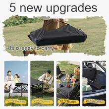 Aoran Adjustable Height Folding Camping Table, Outdoor Folding Camping Table, Portable Iron Rolling Table, Suitable For Indoor, Outdoor, Camping, Beach, Backyard, Barbecue, Party, Garden, Picnic, Easy To Store - Black 120cm - View 4