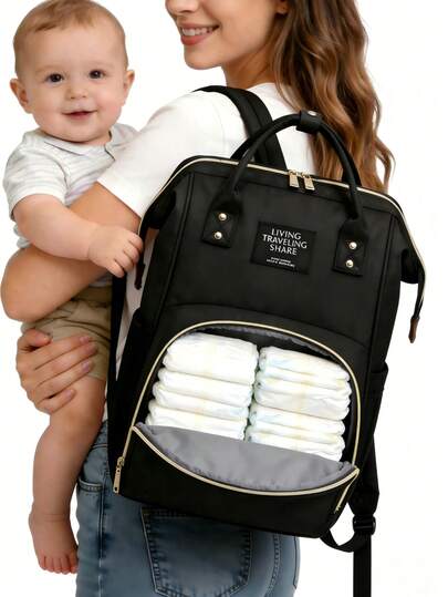 Bolso multifuncional para mamá, de gran capacidad, sencillo y portátil, mochila casual y de moda para exteriores, mochila ligera y espaciosa, mochila con compartimento para botellas y pañales, con compartimento independiente para leche y múltiples compartimentos, adecuado como regalo para madres o regalo de cumpleaños