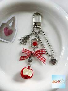 1pc Adorable Red Apple Bow Keychain Goth Y2K  Style Sweet Gift For Teen Girls Perfect Car Accessory School Bag Pendant Fun Christmas Ornament - Nhiều màu 2 - Xem 4