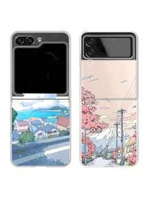 Anime Scenery Case For Samsung Galaxy Z Flip 5 7 ZFlip 6 Transaprent Clear Landscape Cover For Samsung ZFlip 4 Z Flip 3 Fundas - 樣式 4 - 查看 1