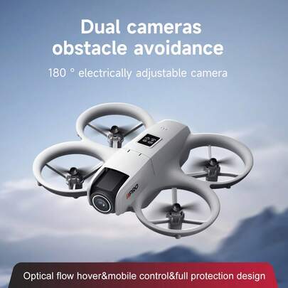 AXNEN Drone I1 PRO con cámaras duales y luces LED de colores - Aterrizaje con un solo botón, evasión inteligente de obstáculos, suspensión con flujo óptico, volteretas de 360°, adecuado para principiantes - Caja de regalo de Halloween y Navidad