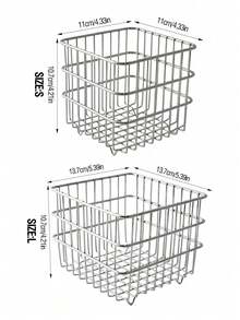 1/2pcs Iron Square Desktop Storage Organizer Basket, Available In Multiple Sizes, For Kitchen Fruit & Vegetable, Makeup Cosmetics, Coffee Capsules, Office Supplies, Back To School Student Gift - Multicolor - View 2