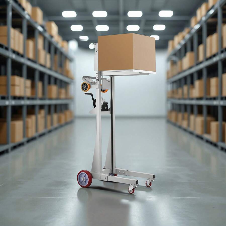 Material Lift Winch Stacker, 400 Lbs Capacity Pallet Truck Dolly, 51.1 In Max Lifting Height Manual Winch Stacker, Multifunctional Manual Pallet Truck Stacker With Wheels And Adjustable Plate - 400 LBS - View 1