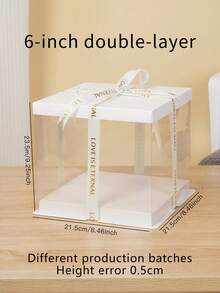 1pc White Lid Transparent Cake Box, Suitable For Cakes, Pastries, Chocolates, Cookies, Pies, Birthday Parties, Weddings, Valentines, Gift Packaging & Storage Box School Supplies Food Bag Food Box Suitable For Candy Chocolate Cookies Etc.