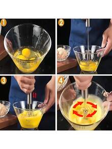 1pc Stainless Steel Multi-Function Whisk And Milk Frother - Manual Mixer, Suitable For Baking, Eggs And Cream - Essential Kitchen Tool - Silver - View 5