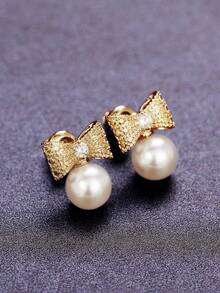 1 Đôi bông tai hình giọt nước thanh lịch đính đá Cubic Zirconia và ngọc trai giả, thích hợp làm quà tặng cho nữ nhân dịp Lễ Tình nhân, đám cưới, lễ đính hôn, kỷ niệm, tiệc tùng, quà tặng cho mẹ, Ngày của Mẹ. - Bạc - Xem 4