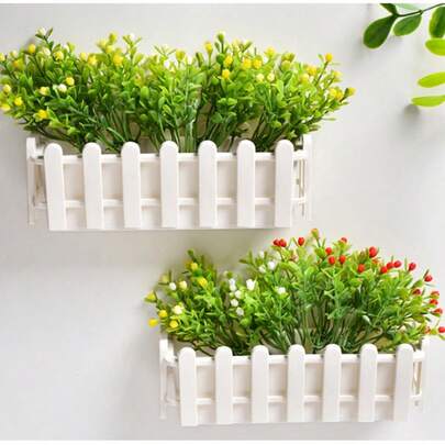 1 chậu trồng cây bằng nhựa trắng hình hàng rào, chất liệu nhựa bền, thích hợp trang trí sân vườn, trồng rau, cây mọng nước bonsai, trang trí chậu hoa, trang trí trong nhà, cảnh đám cưới, tự làm bonsai.