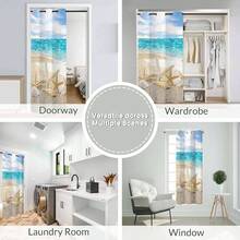 Beach Doorway Curtain Starfish Shells Blue White Sky Door Cover Curtain Books Closet Curtain Bedroom Living Room Closet, 1 Panel 34\ W X 80\ L - Bãi biển - Xem 7