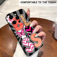 1PC Phone Case ,  Colorful Letters Butterfly Flower Pattern , Stylish Phone Case, Phone Decoration, All-around Lens Protection, Creative Small Gift, Funny Gift for Boys and Girls - Negro - Ver 1