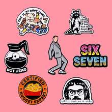 SIX SEVEN Quotes Enamel Pin Cute Animals Dog Raccoon Brooch Pin Lapel Pins Badge On Backpack Clothing Accessories Funny Jewelry Gifts - Black - View 3