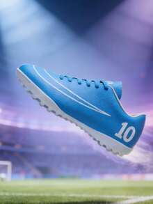 Campus Style Football Boots, Youthful Fantasy Football Shoes, Outdoor Football Sports Shoes For Teenagers, Campus Student Sports Football Shoes, Football Training Shoes, Anti-Slip Wear-Resistant Cleats - Blue - View 2