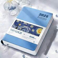 دفتر مخطط يومي 2026 - غلاف من جلد PU، مخطط يومي، دفتر تقويم، دفتر A5 محمول مع حلقة قلم وجيب داخلي، مناسب للطلاب والمكتب وعودة إلى المدرسة وهدية عيد الحب، تصميم غلاف فني، ضروري للتعلم - متعدد الألوان - مشاهدة 1