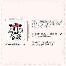 50pcs Cute Cartoon Cow Stickers, Black & White Animal Doodle English Decorative Envelope, Photo Album DIY Stickers - Multicolor - View 2