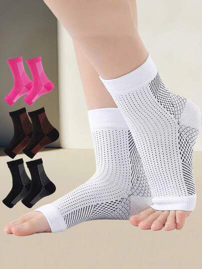 2 Pairs Ankle Support Compression Socks, Suitable For Outdoor Fitness And Sports Protection, Elastic Ankle Cuff, Stretchy Socks