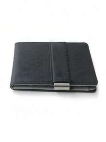 男士短款钱包，十字纹图案，PU皮革，不锈钢美元夹，信用卡和身份证夹 - 彩色 - 查看 6