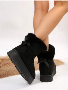 Women's Winter Snow Boots - Non-Slip Rubber Sole, Plush Thick Warm Thick-Soled Ankle Boots Women's Shoes, Suitable For Outdoor Wear... Thick Sole + Non-Slip, Suitable For Skiing And Cold Weather - 黑色 - 查看 5