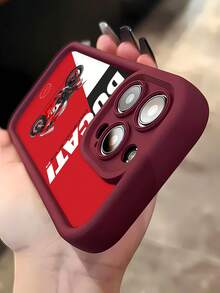 Estuche para teléfono con diseño Ducati Panigale V4R Compatible con estuches para teléfonos ,  17,  16 Pro Max,  15 Pro Max,  13 y  12 Estuche para teléfono de TPU de cobertura total a prueba de golpes Resistente al agua, a prueba de caídas y rayones Una excelente opción para familiares, amigos, seres queridos, novios/novias y regalos de Año Nuevo. - Burdeos - Ver 5