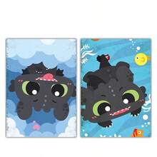 1pc Series Hard Cover Flip Notebook, A5 Notebook, B5 Micro-Dot Notebook, 8K Sketch Mesh Notebook, Cute & Fashionable Notebook, Night Light, Toothless Cute Notebook,