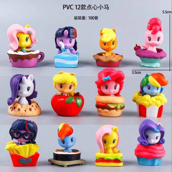 Conjunto de 12 miniaturas My Little Pony - Perfeito para confeitaria e decoração de bolos! Ideal para transformar sobremesas, criar mini jardins de fadas e presentear no Natal! Item indispensável para fãs de My Little Pony!