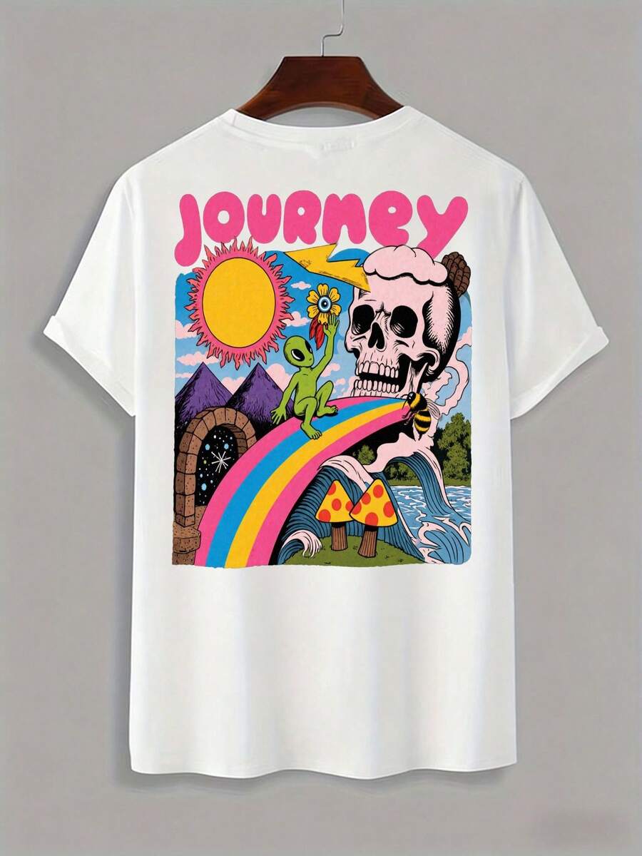 Men's Loungewear Soft Cotton T-Shirt Men's Printed Short Sleeve Loose Fit Versatile Casual Pants Super Stylish For Men 5K9X - 白色 - 查看 1