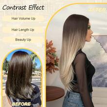 Clip In Hair Extensions V-Shaped Omber 22 Inch Long Straight Hair Heat Resistant Fiber Synthetic Hairpiece For Women Girls Party Daily Use