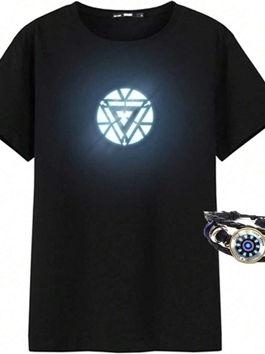 Camiseta Con Reactor De Arco Iluminado, Disfraz De Cosplay De Tony Stark, Brazalete Novelty - màu đen - Xem 1