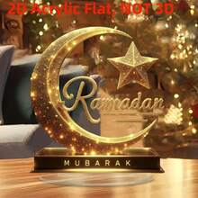 2D Acrylic Crystal Crescent Moon Decor, Themed On Ramadan New Moon, Revolving Around Islamic Faith, Suitable For Ramadan, Easter, Window Display, Ideal Gift - Multicolor - View 4