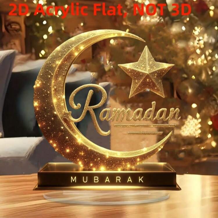 2D Acrylic Crystal Crescent Moon Decor, Themed On Ramadan New Moon, Revolving Around Islamic Faith, Suitable For Ramadan, Easter, Window Display, Ideal Gift - Multicolor - View 4