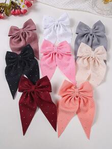 8pcs/Set Girls Colorful Rhinestone, Striped, Bow Hair Clips, Hair Accessories, Barrettes, Claw Clips, Suitable For School, Daily Use - Multicolor - View 4